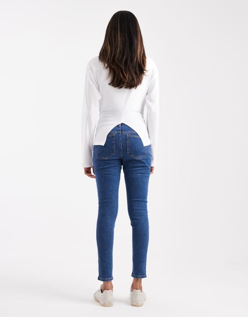 ASOS DESIGN Maternity - Jean skinny avec bande recouvrant le ventre - Bleu foncé , 3 de 5