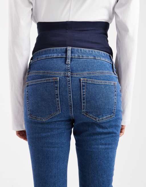 ASOS DESIGN Maternity - Jean skinny avec bande recouvrant le ventre - Bleu foncé , 4 de 5