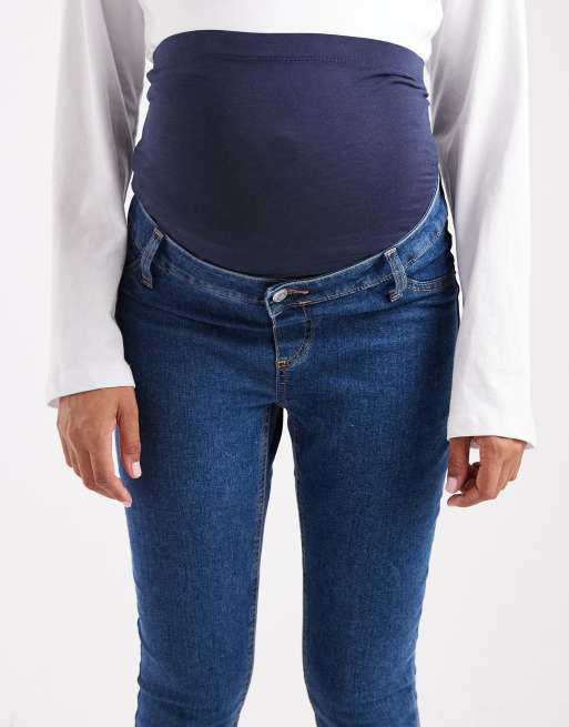 ASOS DESIGN Maternity - Jean skinny avec bande recouvrant le ventre - Bleu foncé , 5 de 5
