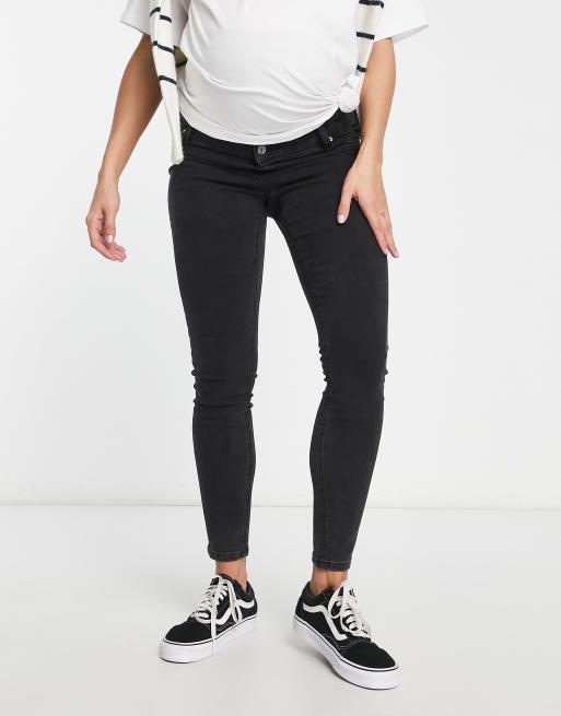 ASOS DESIGN Maternity - Jean ultra skinny avec bande recouvrant le ventre - Noir délavé, 4 de 4