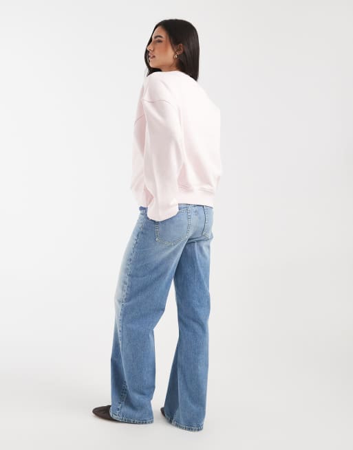 ASOS DESIGN Maternity - Jeans dad fit a fondo ampio blu medio autentico, 2 di 5