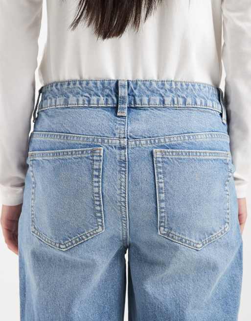 ASOS DESIGN Maternity - Jeans dad fit a fondo ampio blu medio autentico, 5 di 5