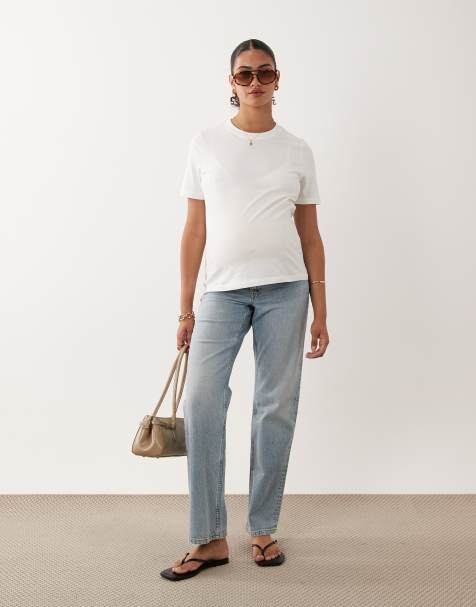 ASOS DESIGN Maternity – Jeans in heller Waschung mit geradem Bein und Comfort-Stretch - view 1