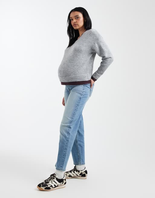 ASOS DESIGN Maternity - Jeans met rechte pijpen in authentiek donker middenblauw, 2 van 5