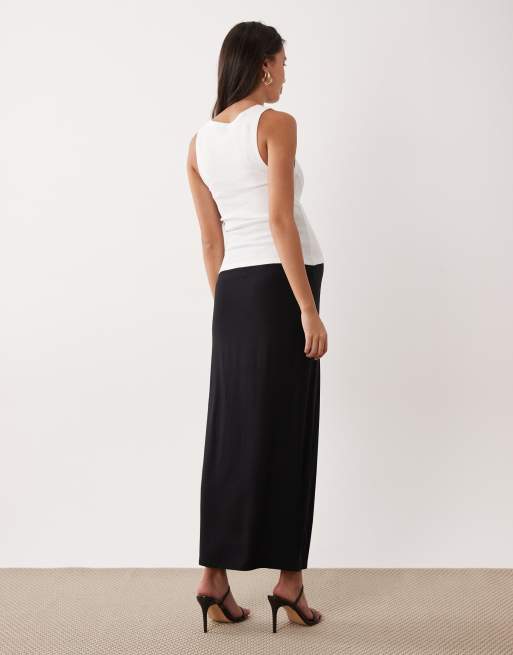 ASOS DESIGN Maternity jersey column maxi skirt in black, 4 of 5