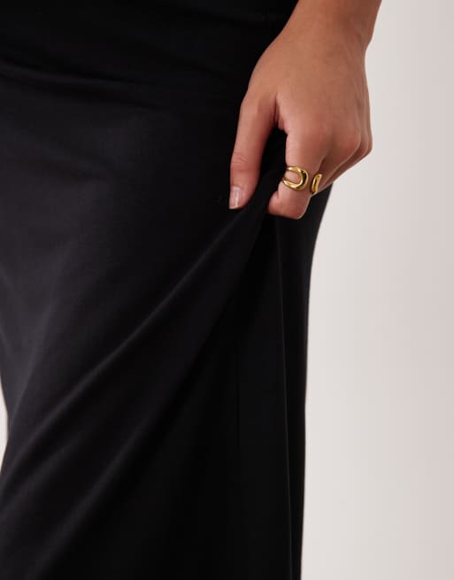 ASOS DESIGN Maternity jersey column maxi skirt in black, 5 of 5