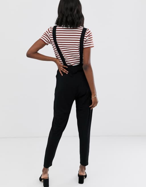 ASOS DESIGN maternity jersey dungaree jumpsuit in black