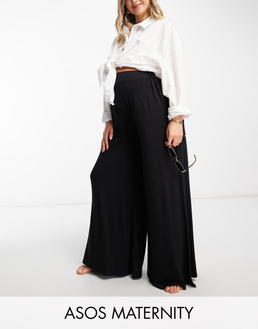 ASOS DESIGN petite jersey palazzo pants in mink