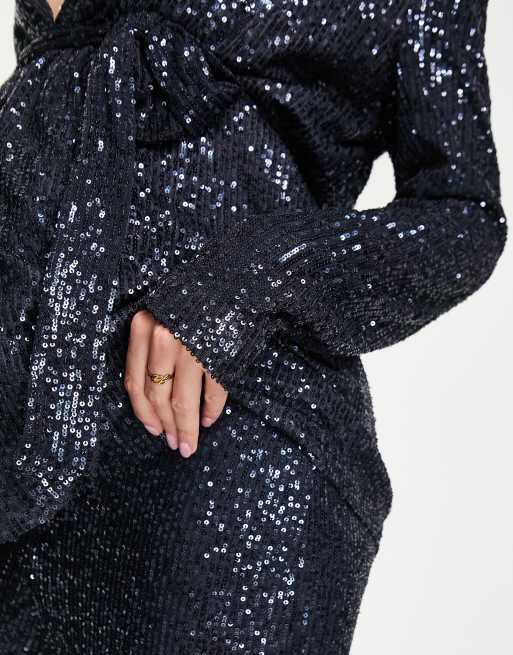 ASOS DESIGN Maternity jersey sequin slim pants in midnight navy ASOS