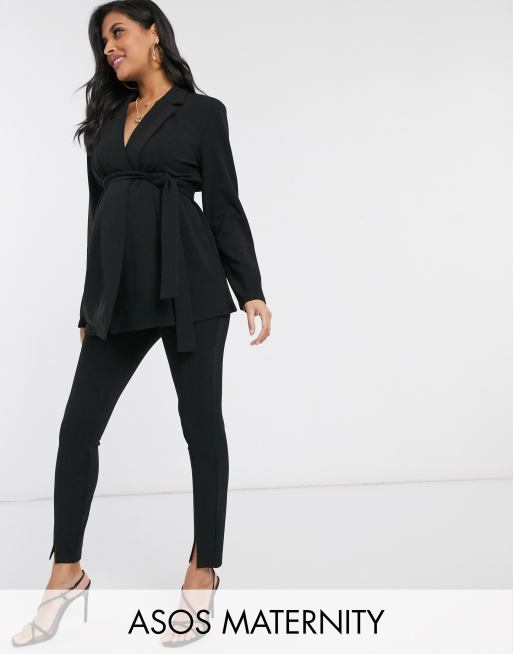 Asos Design Maternity Jersey Slim Split Front Suit Pants Asos