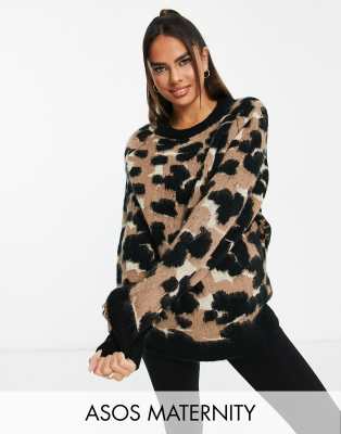 ASOS DESIGN Maternity jumper in animal pattern in fluffy yarn - ASOS Price Checker