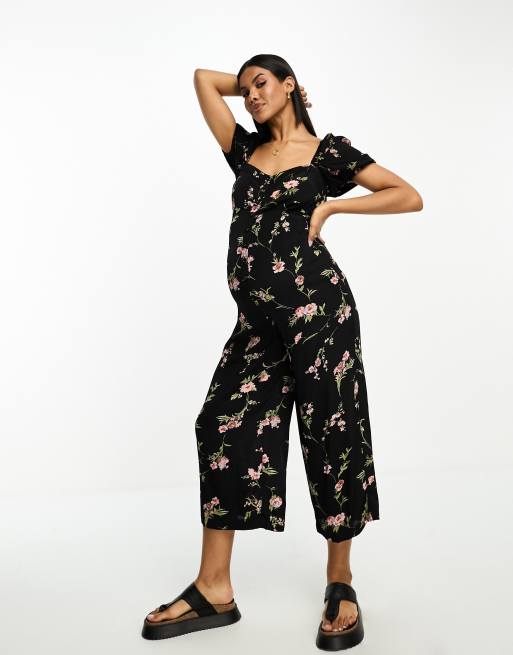 ASOS DESIGN Maternity Jumpsuit im Milchmadchen Stil mit Blumenmuster ASOS