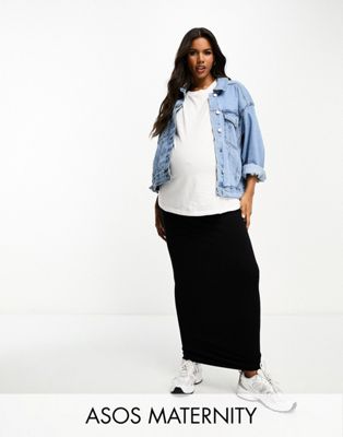 ASOS DESIGN Maternity column maxi skirt in black - ASOS Price Checker