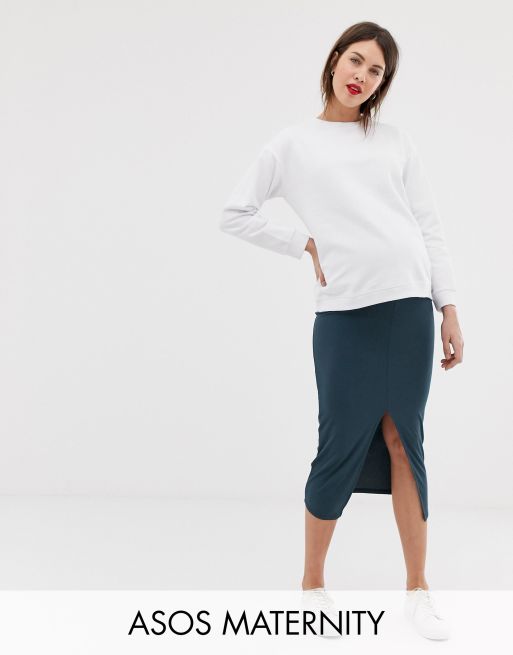 ASOS DESIGN Maternity - Jupe tube mi-longue en jersey ...