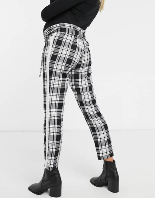 Asos Design Maternity Karierte Hose Mit Seitenstreifen Und Bindegurtel Asos