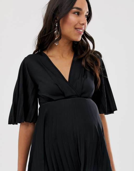 Asos design maternity kimono pleated best sale midi dress