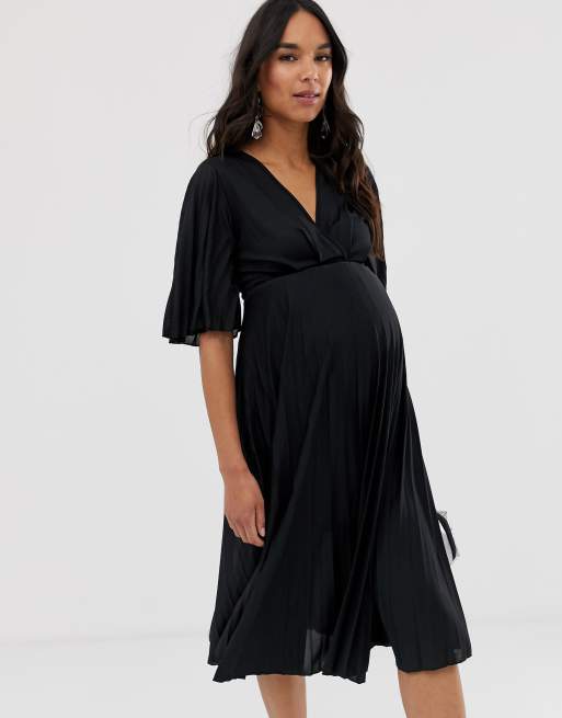 Asos design maternity kimono pleated best sale midi dress