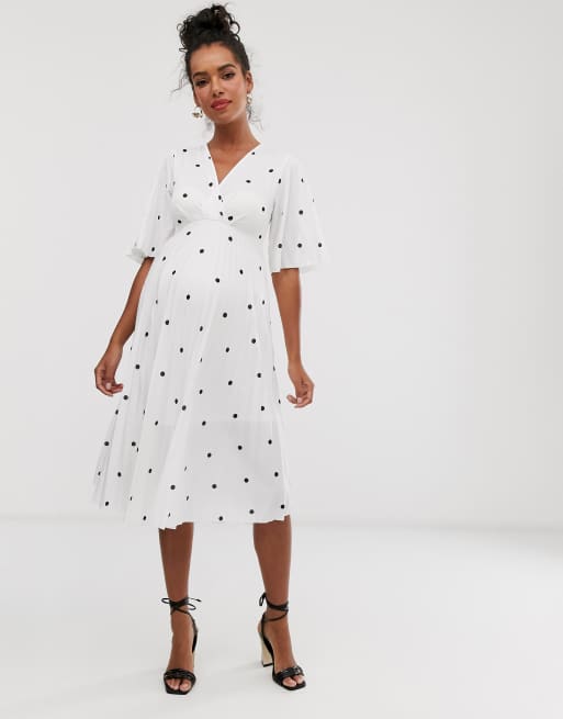 Asos design maternity outlet kimono pleated midi dress