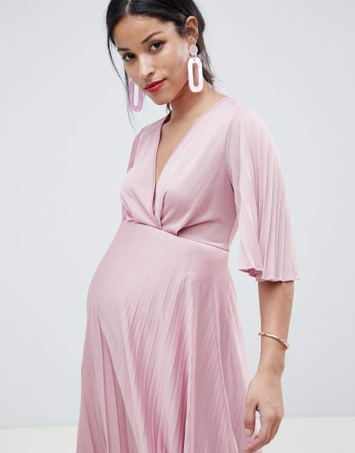 Asos design maternity kimono pleated 2024 midi dress