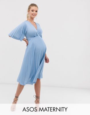 asos design maternity kimono pleated midi dress