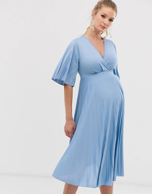 Asos design maternity kimono pleated 2024 midi dress