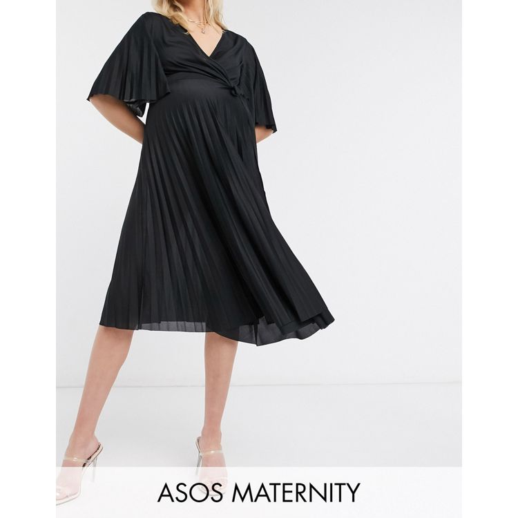 ASOS DESIGN Maternity exclusive pleated midi dress with kimono