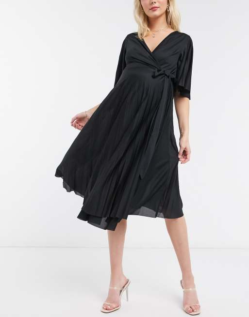 ASOS DESIGN Maternity exclusive pleated midi dress with kimono