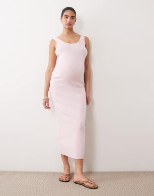 ASOS DESIGN Maternity - Kleid aus Baumwollmix in Rosa mit U-Rückenausschnitt Rosa M