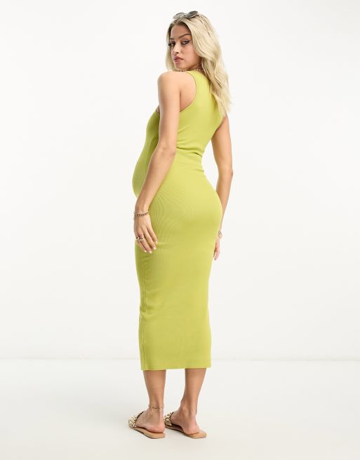 ASOS DESIGN Maternity knit racer midi dress in green | ASOS