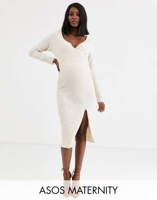 ASOS DESIGN Maternity Nursing fine knit ribbed dress, ASOS