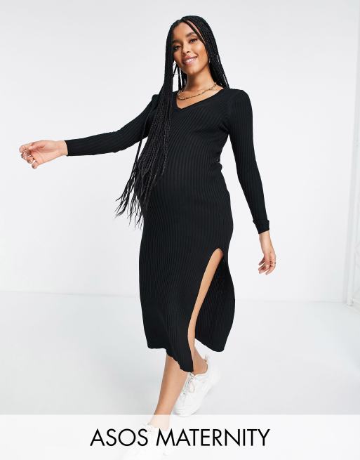 ASOS DESIGN Maternity Nursing fine knit ribbed dress, ASOS