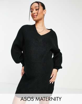 black knit maternity dress