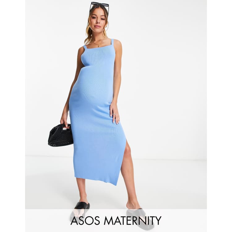 Light blue clearance fitted maternity dress