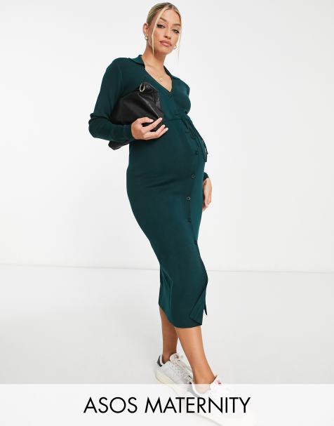 ASOS DESIGN Maternity Nursing plisse cross front midi dress