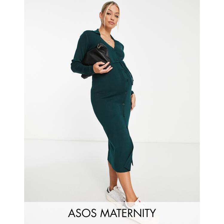 Asos green shop maternity dress