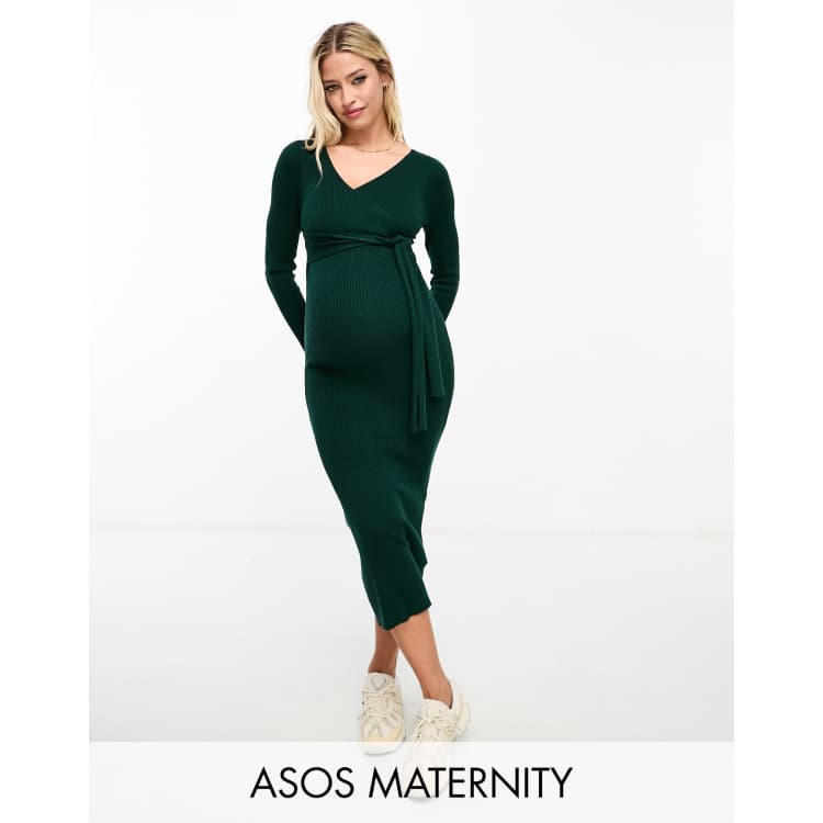 knee length dresses for ladies Asos NWT Maternity Square Neck Pleated Midi Dress in Floral Print Size   Ernest Grace