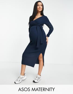 asos navy maternity dress