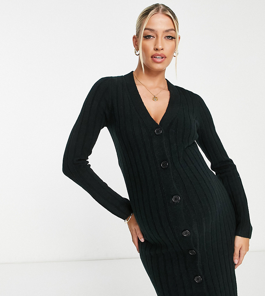ASOS DESIGN Maternity knitted mini dress with button through detail in