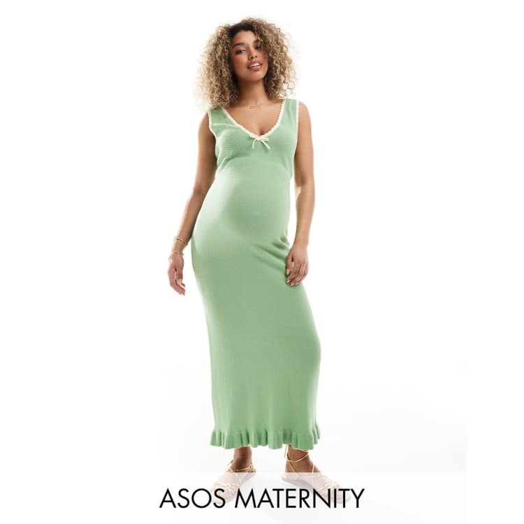 Asos green maternity dress online