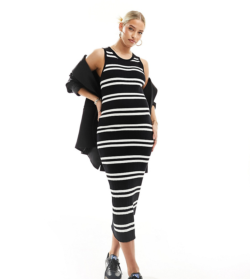 Asos Maternity Asos Design Maternity Knitted Tank Midaxi Dress In Stripe-multi