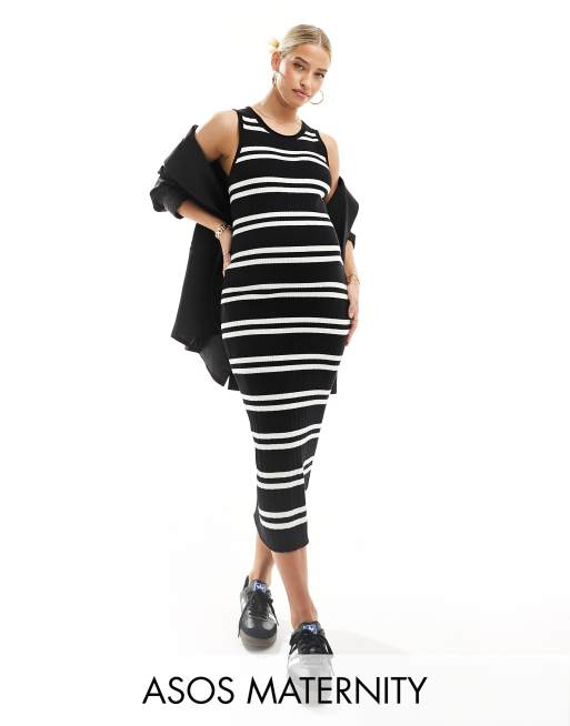  ASOS DESIGN Maternity knitted tank midaxi dress in stripe