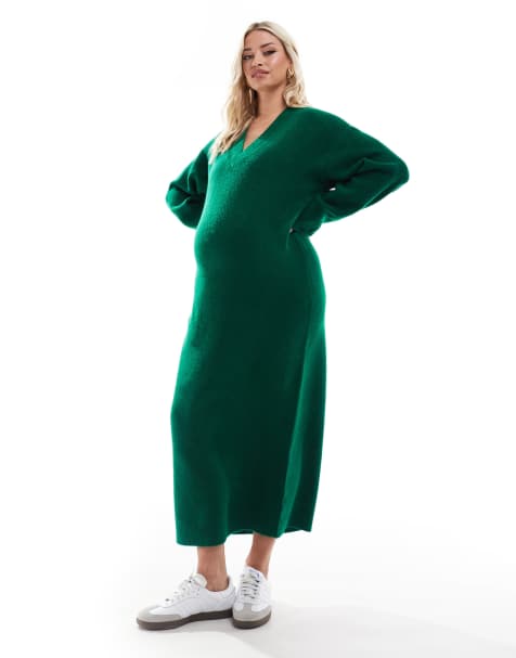slim fit dress slacks Oversized Sweater Dress (Lime Green)