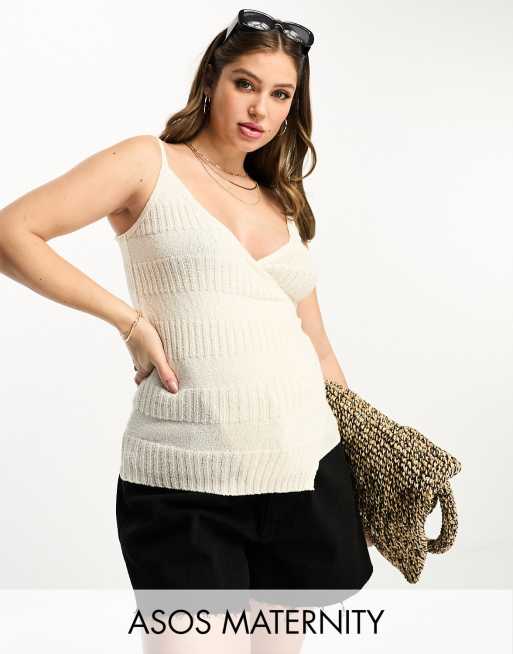 ASOS DESIGN knitted cami and cardigan set with floral stitch detail