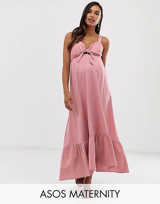 ASOS DESIGN Maternity knot front button through maxi dress | ASOS