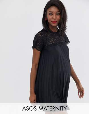 asos black lace maternity dress