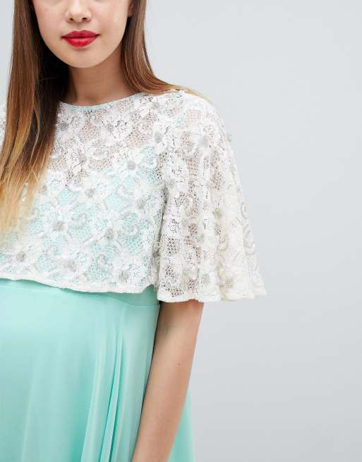 ASOS DESIGN Maternity Lace Embellished Crop Top Maxi Dress | ASOS