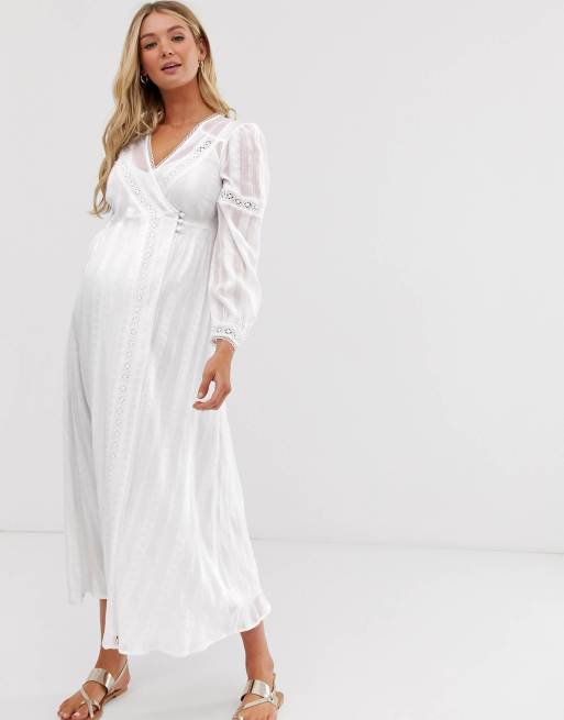 ASOS DESIGN Maternity lace wrap midi dress