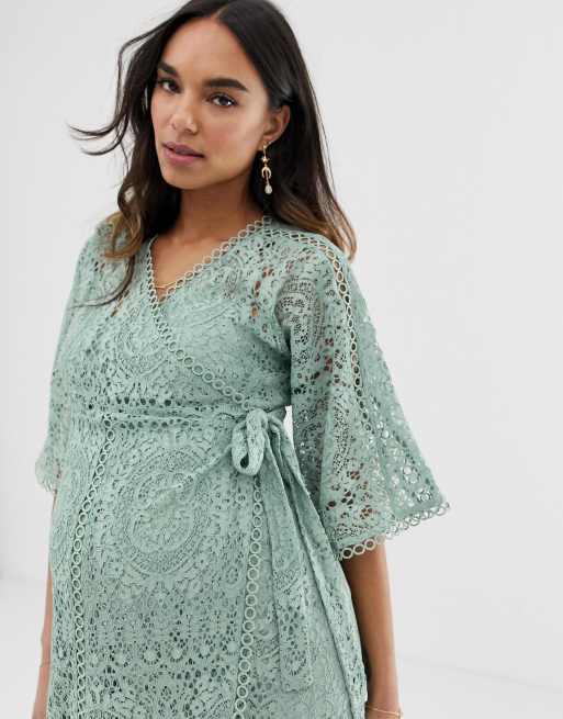 ASOS Maternity ASOS DESIGN maternity plait belted beach cover up in silky  mint - ShopStyle