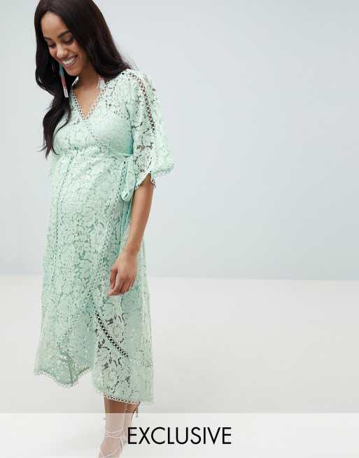 ASOS DESIGN Maternity lace wrap midi dress