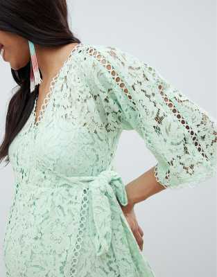 asos green lace midi dress